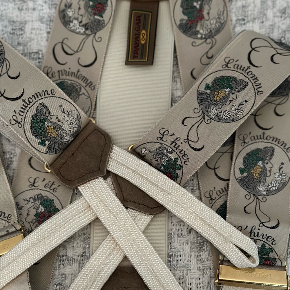 Vintage Limited Edition Trafalgar 100% Silk French Seasons Braces, Gently Used - Picture 8 of 9
